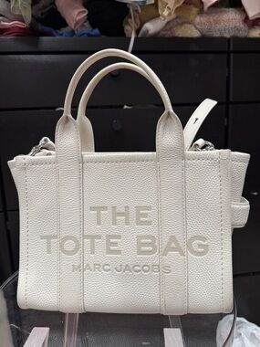 Marc Jacobs White The Tote Bag Small Pebbled Leather Satchel
